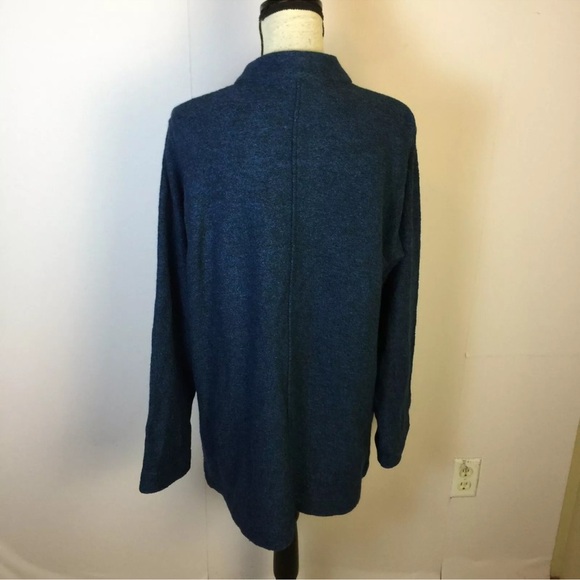 J. Jill Pure Jill Jacket Coat Size M Womans Blue Wool Blend Snap Buttons Pockets - Picture 3 of 15